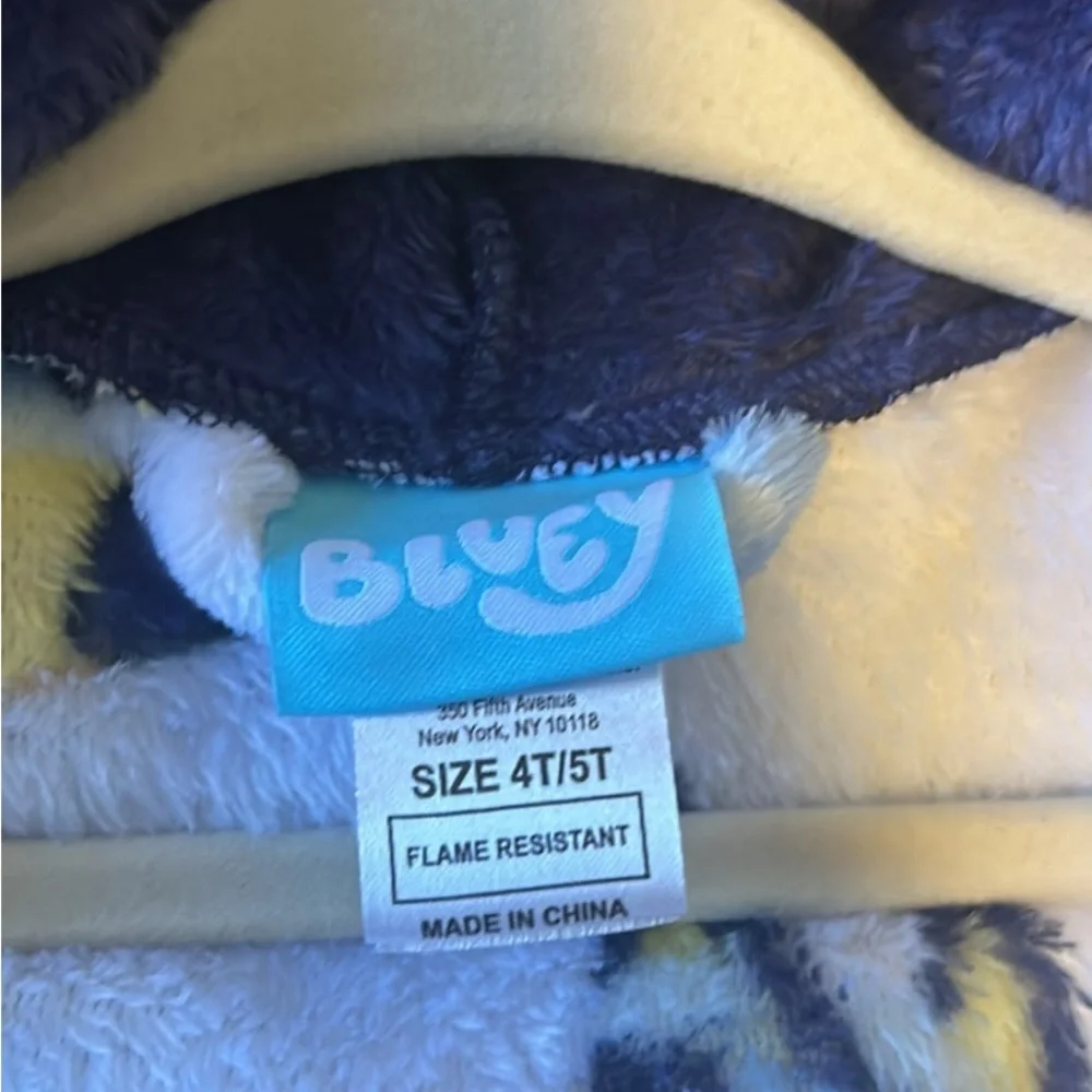 Kids Bluey Hooded Robe - Blue and White - Picture 3 of 3